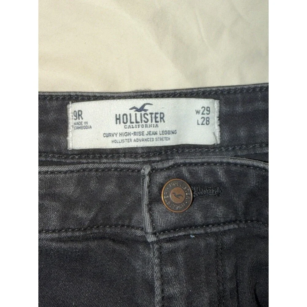 Hollister Jean Legging Womens Junior 9R Black Distressed Curvy High Rise Stretch